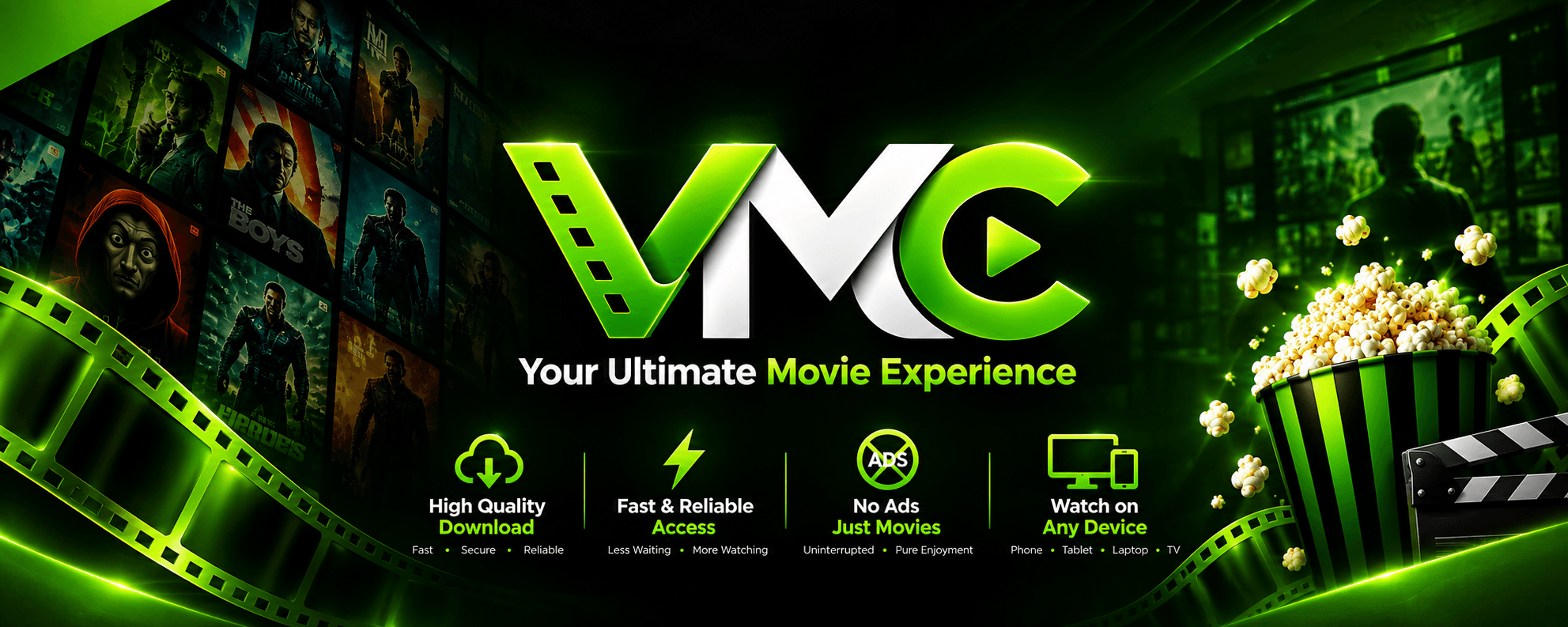 VMC — Your Ultimate Movie Experience. High quality downloads, fast access, no ads, watch on any device.